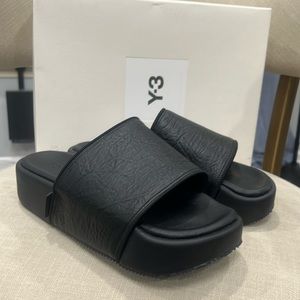 Adidas Y-3 Black Leather Slide Sandals Size 8